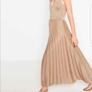 Zara limited edition gold pleated ballerina dress